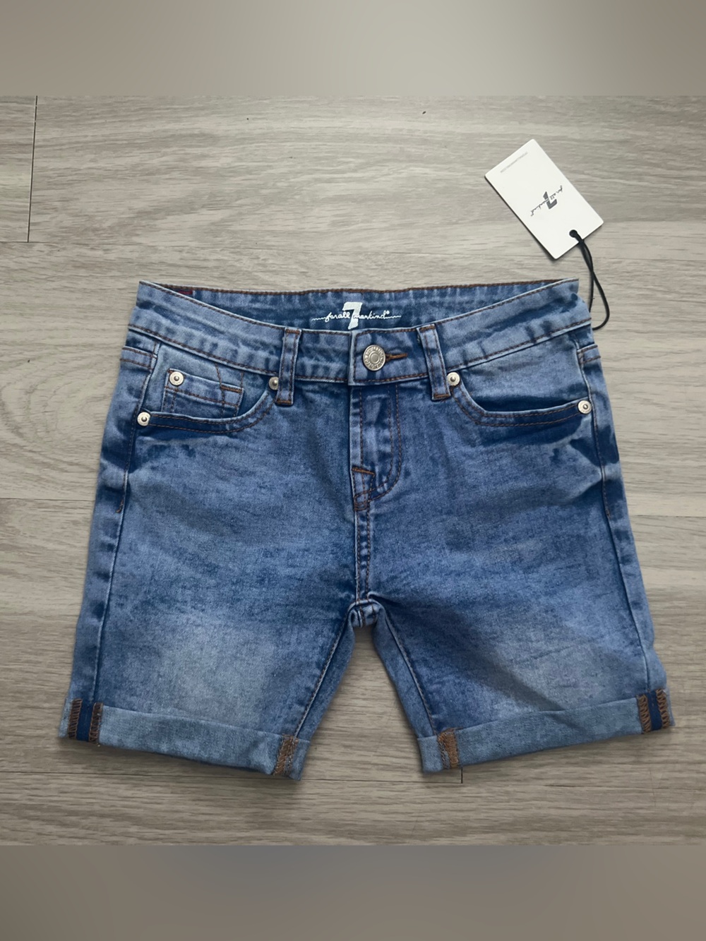 7 For All Mankind Girls Bermuda Denim Shorts Size 8 NWT Seneca Wash
